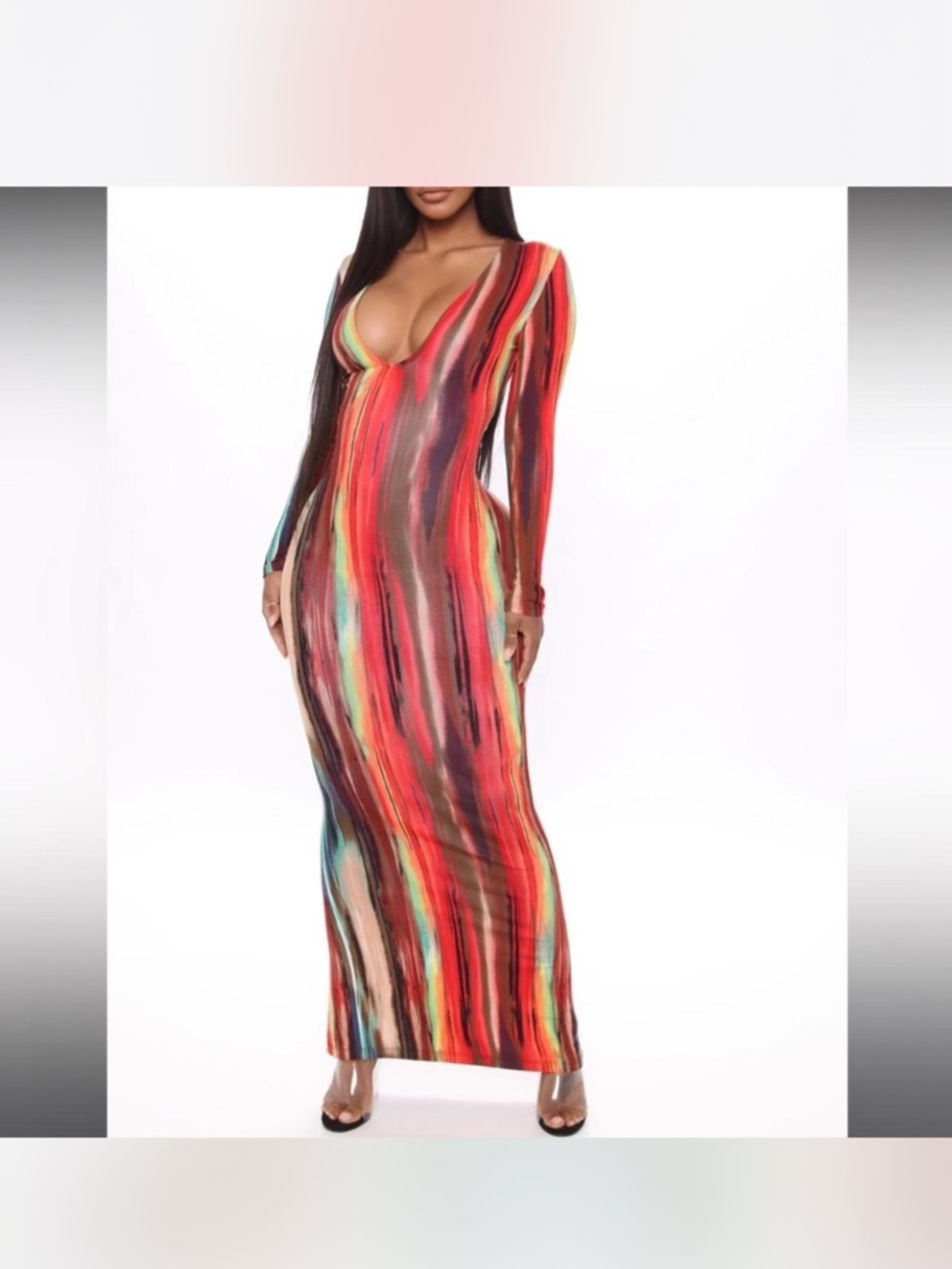 Women’s brand new long sleeve Bodycon maxi long dress multicolor extra small/S